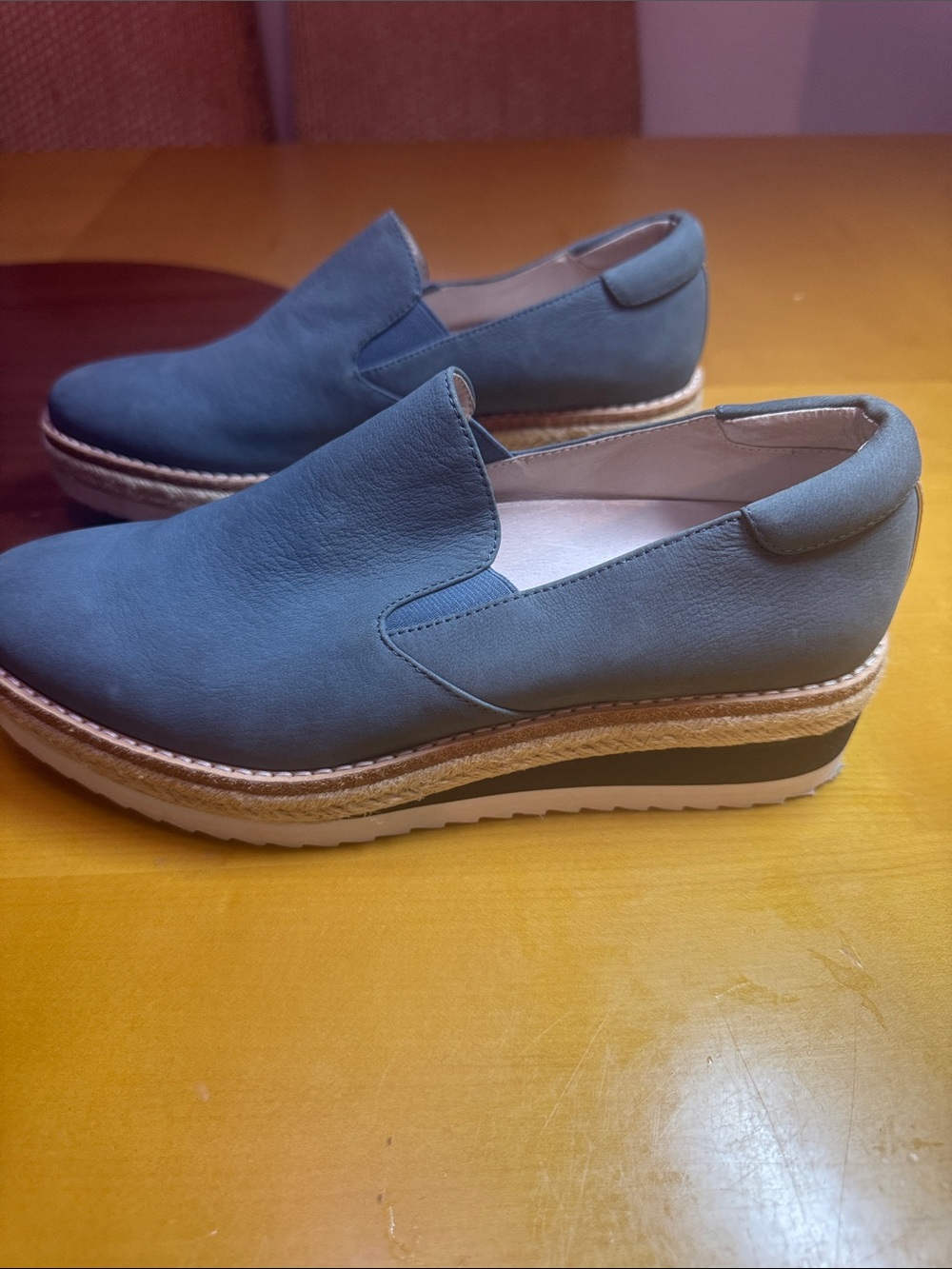 Kenneth Cole Rainer Teal Slip-On Oxford Preppy Platform Loafers Size 7.5